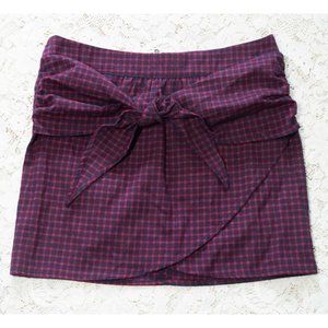 Tobi Red/Blue Plaid Tie Front Mini Skirt XS